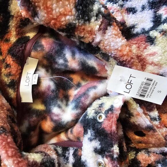 LOFT Floral Print Fleece Pullover Jacket - Size Small - Picture 5 of 7